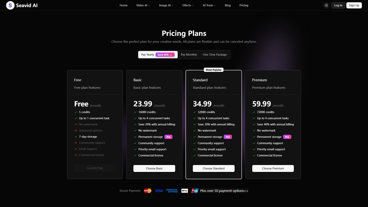 Pricing Plans | Seavid AI for Seavid AI