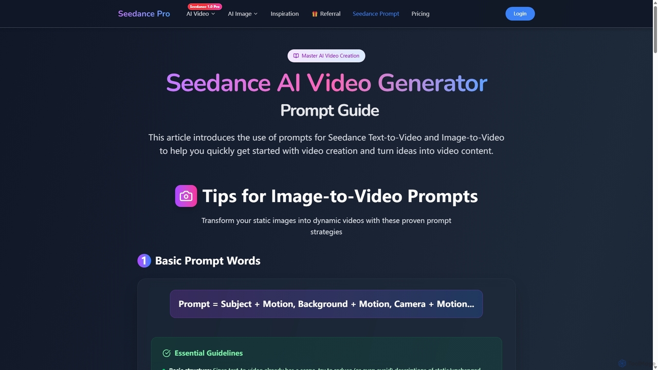 Seedance AI Video Generator Prompt Guide for Seedance Pro