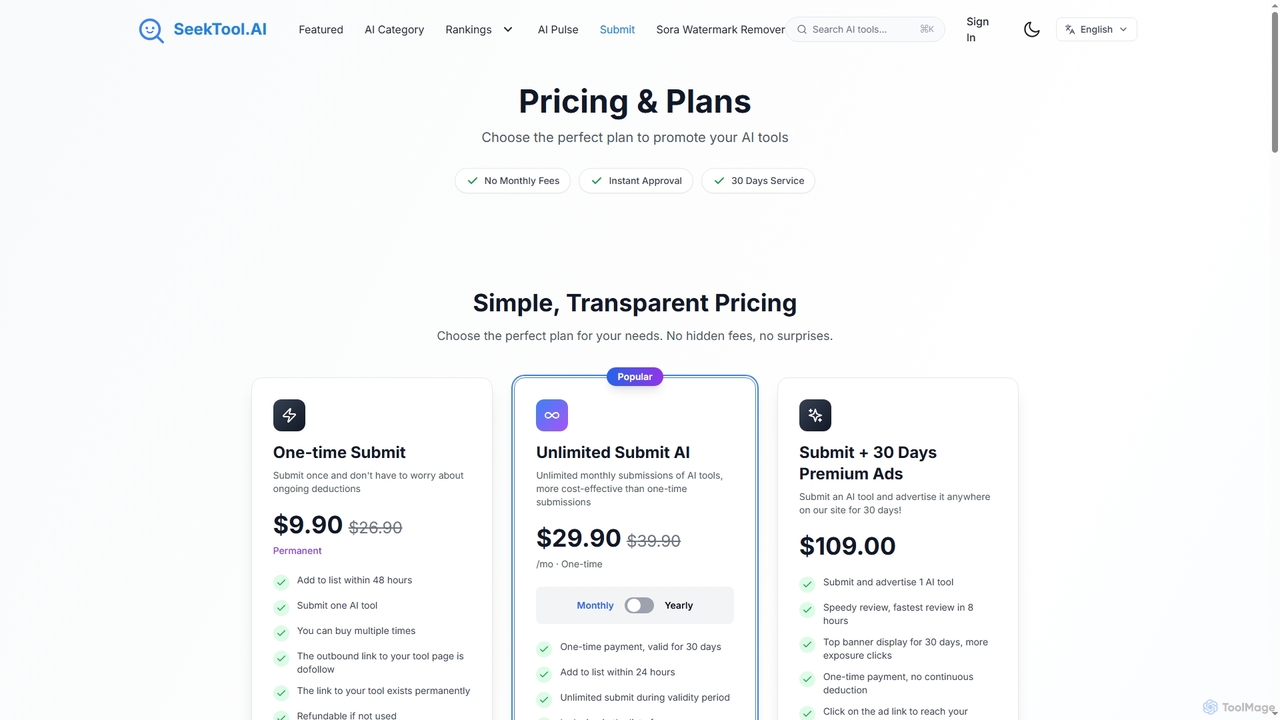 Pricing & Plans - SeekTool.ai for SeekTool