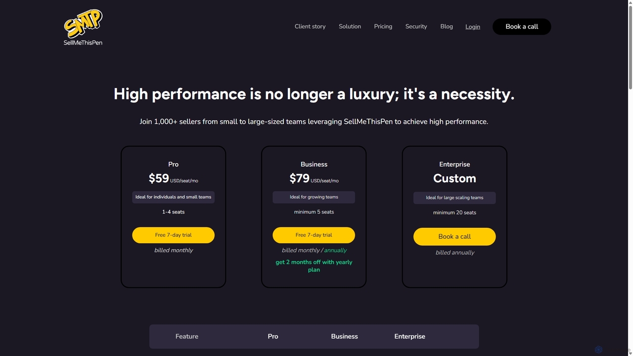 Pricing | AI Sales Role-Play and Real-Time Assistant - SellMeThisPen for SellMeThisPen