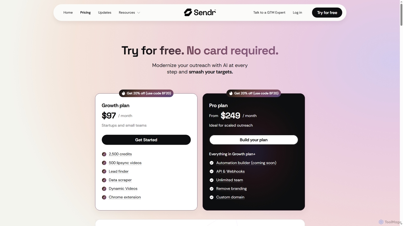Sendr - Pricing, Credits and Subscriptions for Sendr