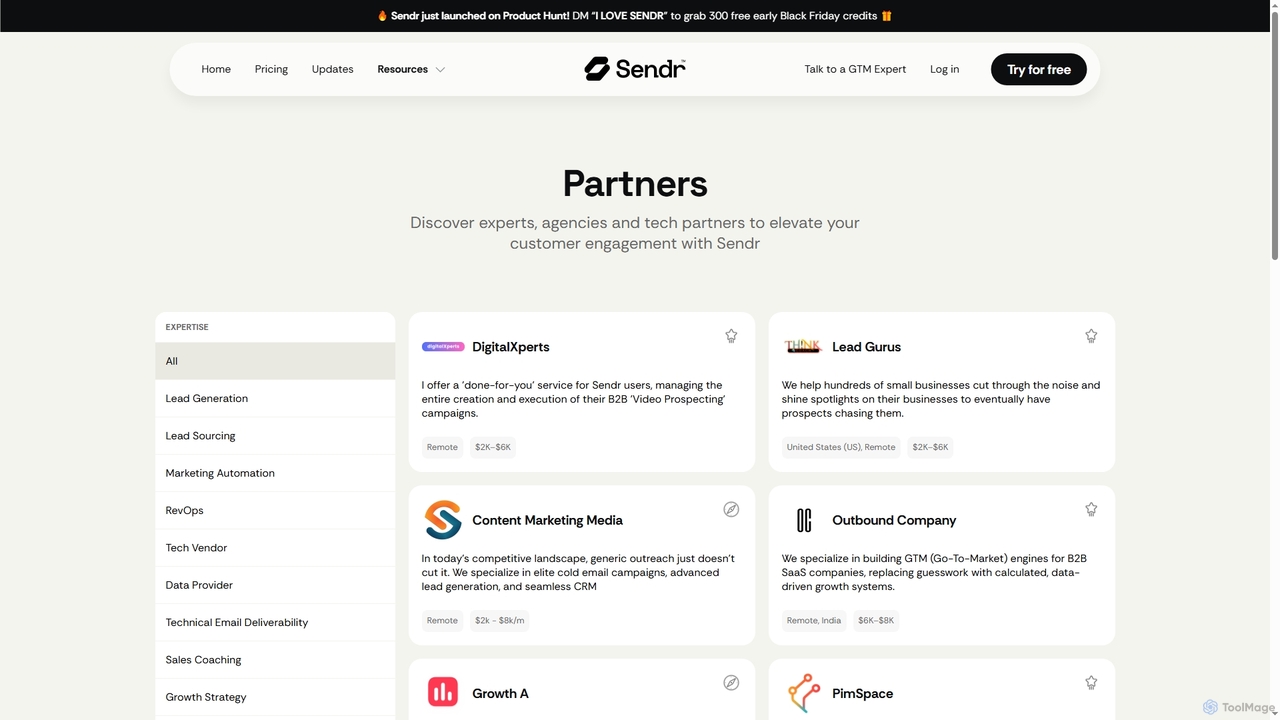 Sendr - Partner Directory for Sendr