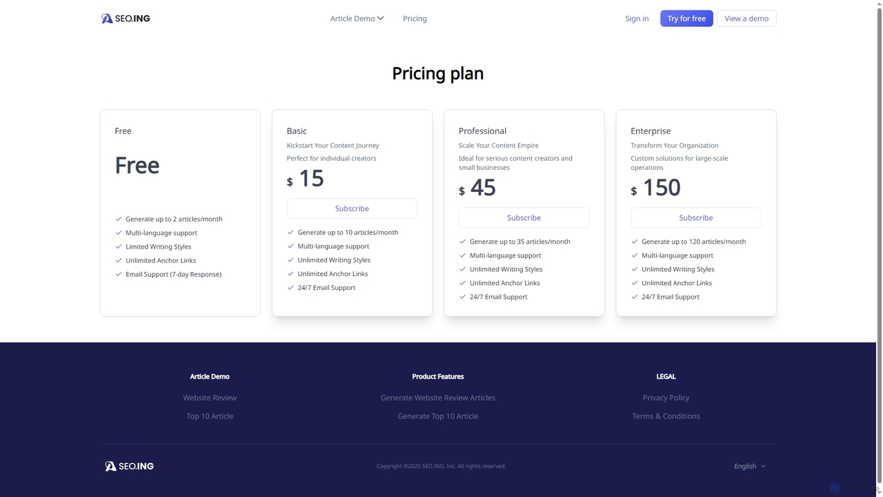 The #1 SEO Writing Tool Powered by AI Agents - seo.ing for SeoIng