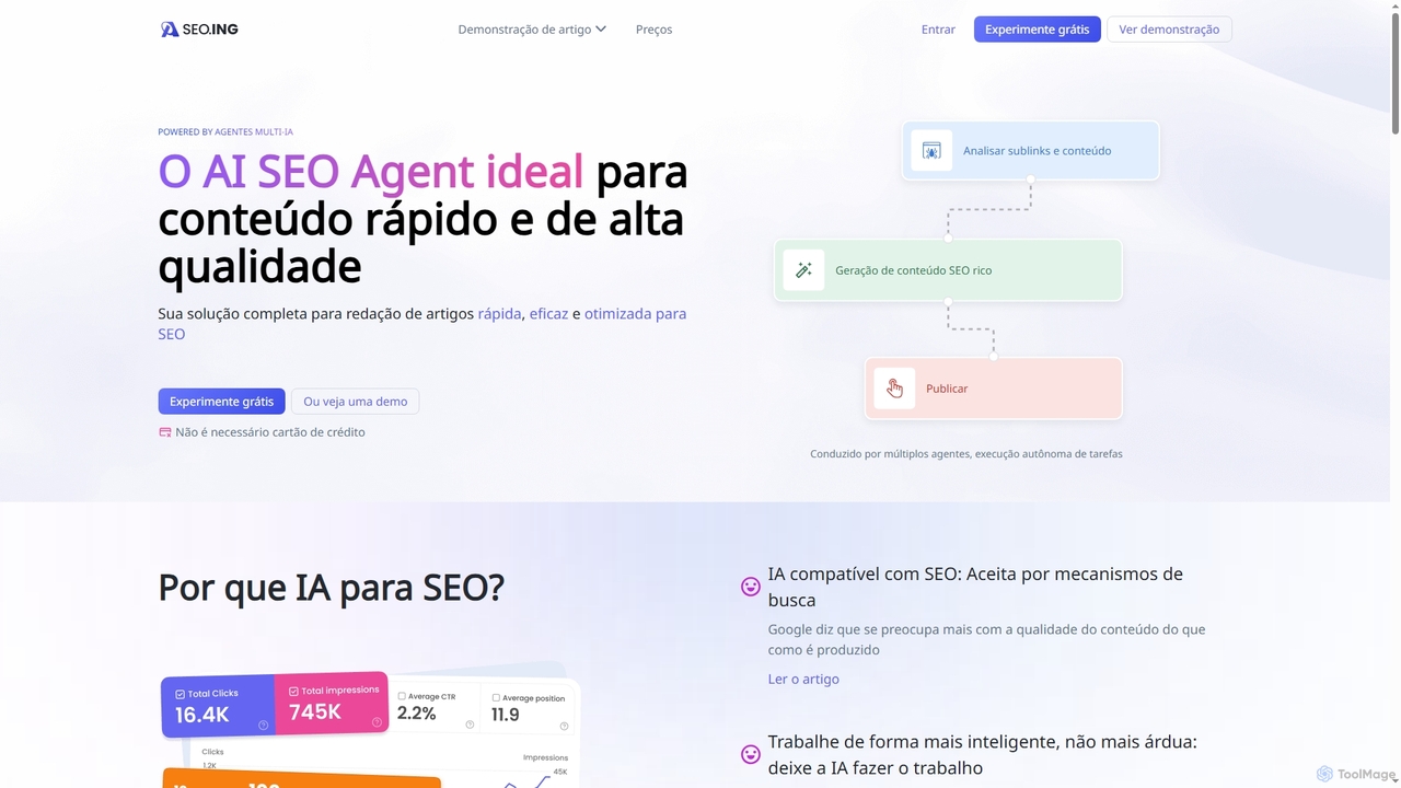 A ferramenta nº1 de redação SEO alimentada por agentes de IA - seo.ing for SeoIng