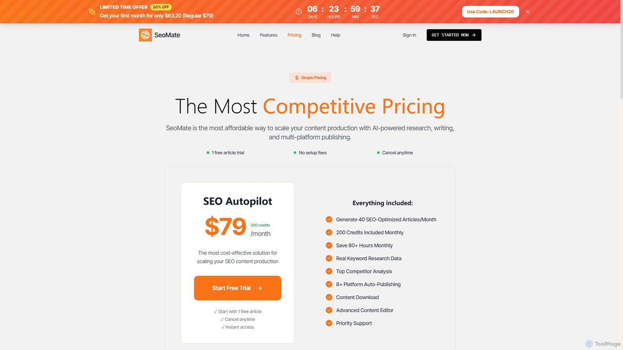 SeoMate Pricing - AI-Powered SEO Content Generation | $79/Month SEO Autopilot Plan for Seomate
