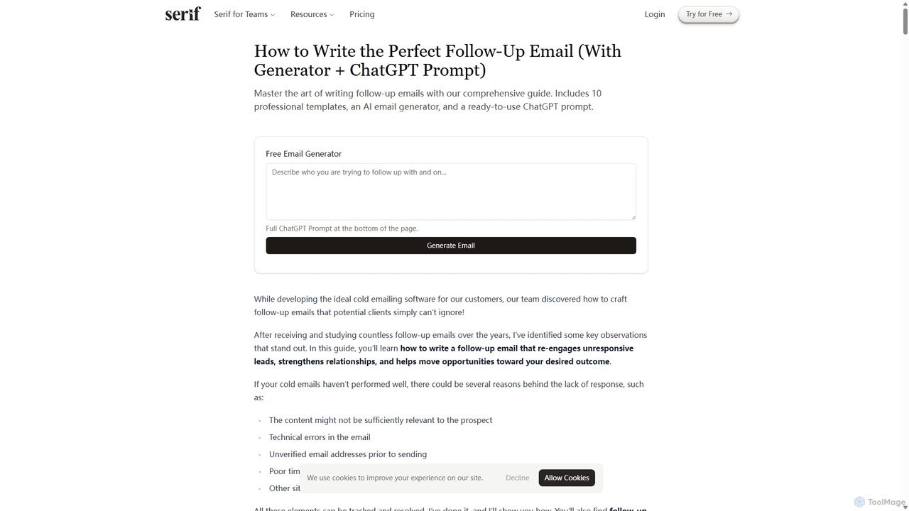 How to Write the Perfect Follow-Up Email (With Generator + ChatGPT Prompt) | AI Email Generator for Serif