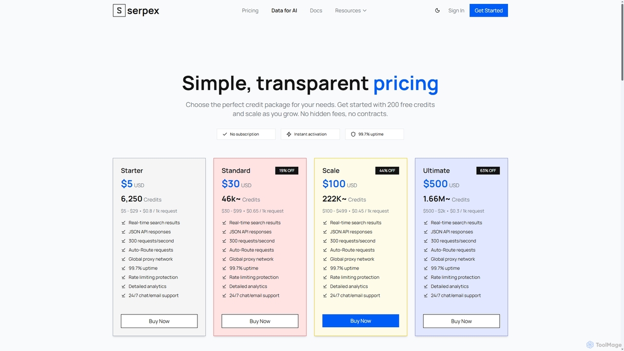 Pricing - Serpex | Fast, Affordable Search API for AI & Data Projects for Serpex