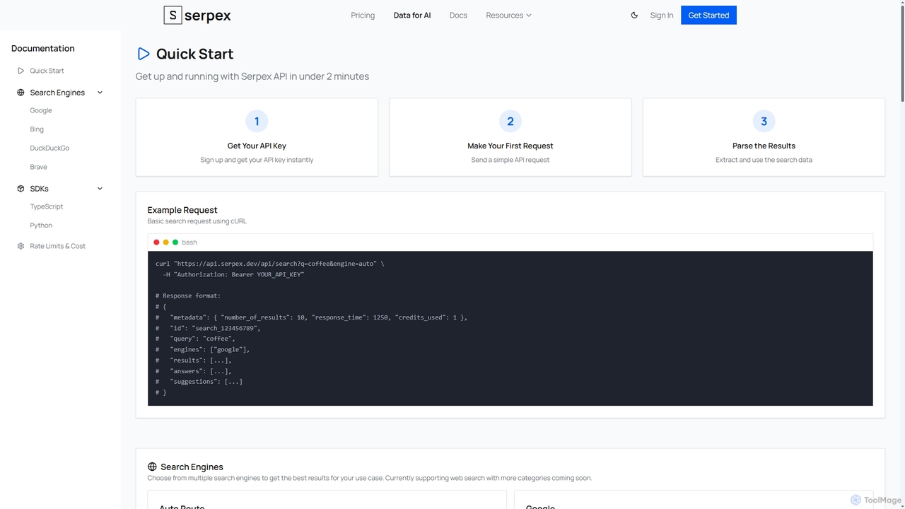 API Documentation - Serpex | Fast, Affordable Search API for Serpex