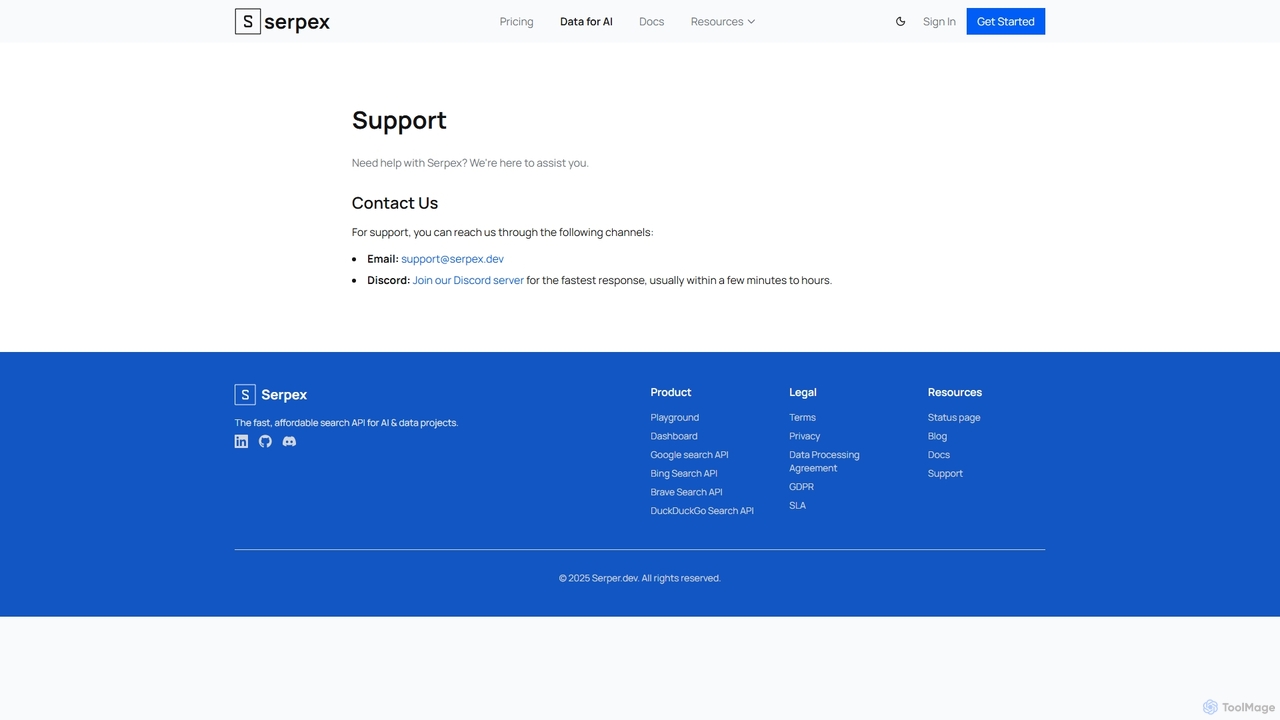 Support - Serpex | Search API Help & Contact for Serpex