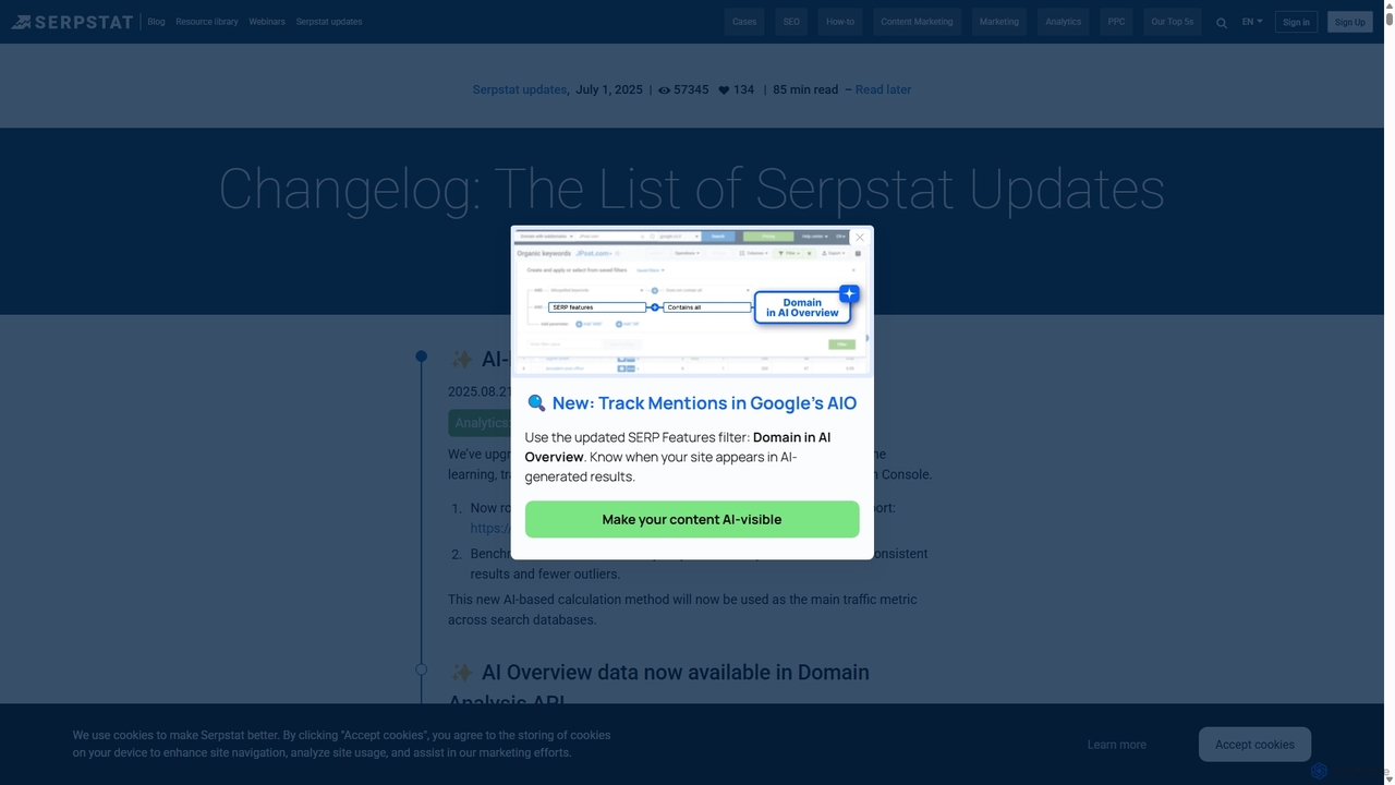 Changelog: Serpstat Updates for Serpstat