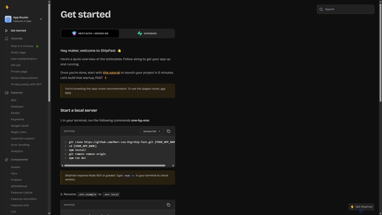 Get started | ShipFast Documentation for ShipFast