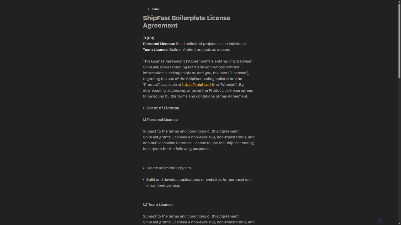 Licenses | ShipFast for ShipFast