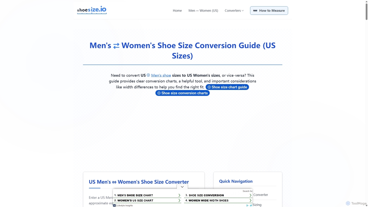 Men's to Women's Shoe Size Conversion: US Charts & Converter for Shoesize.io