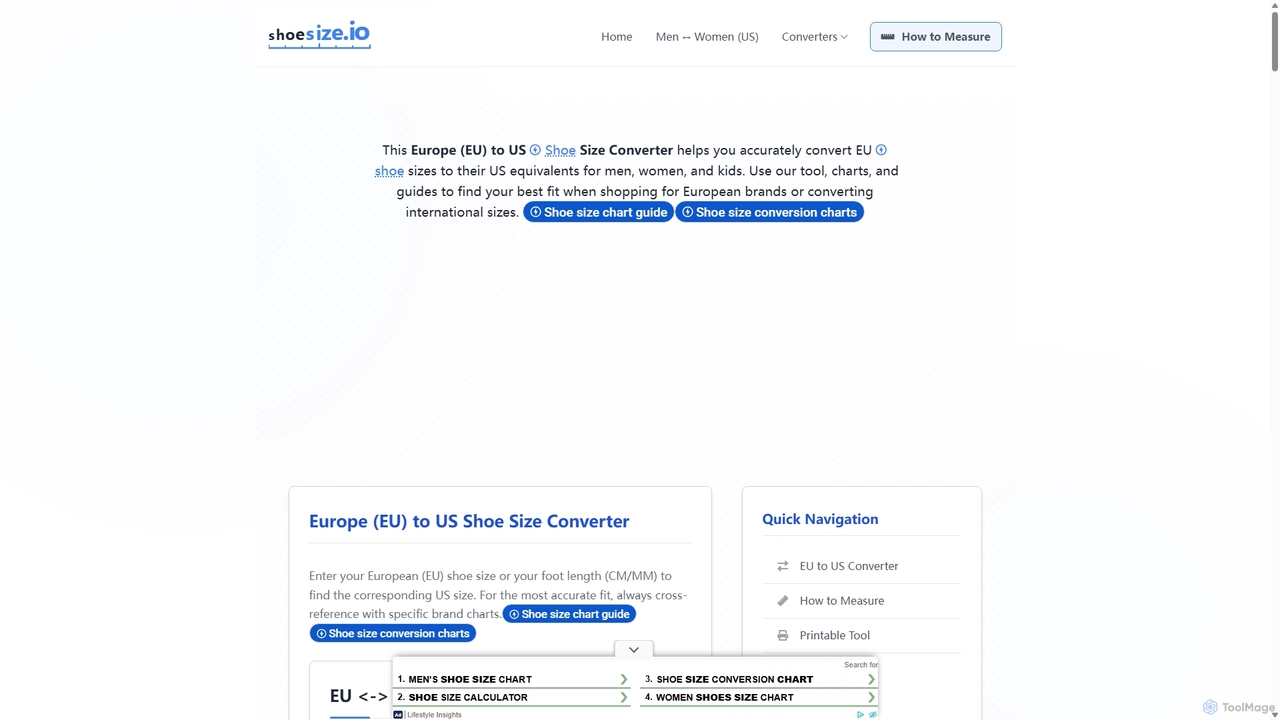 EU to US Shoe Size Converter | Accurate Charts & Guide for Shoesize.io