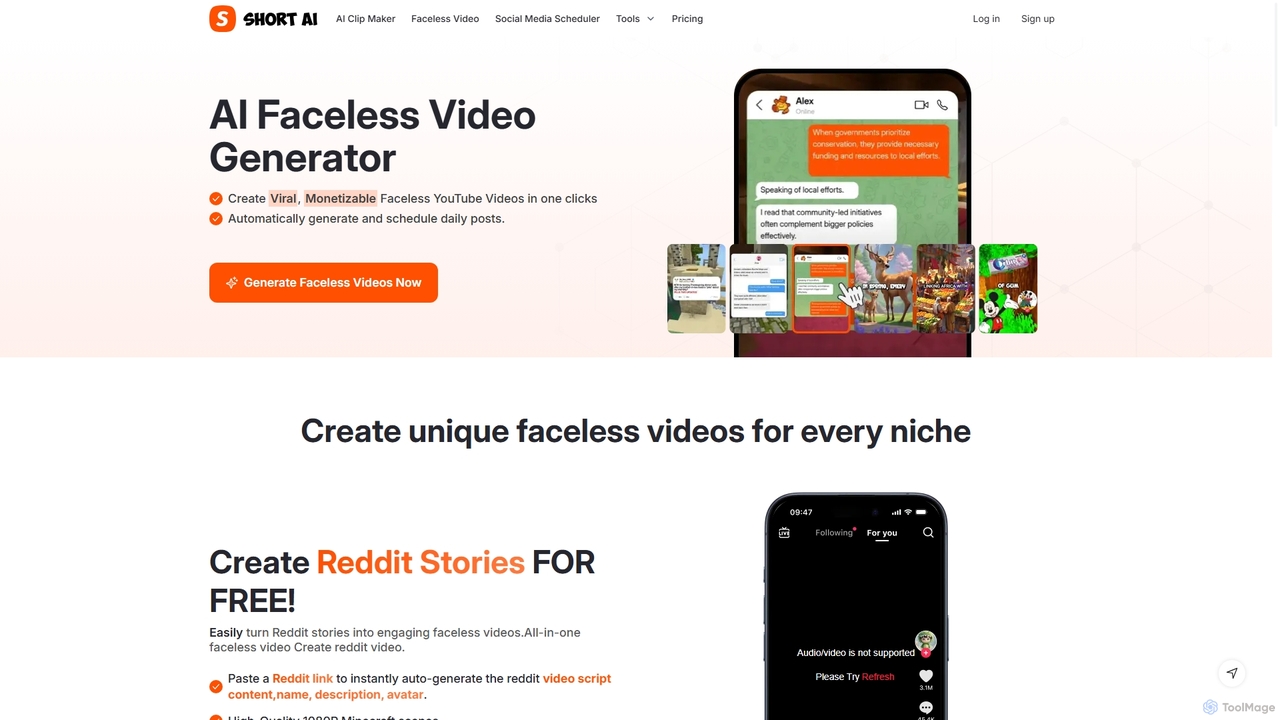 Free AI Faceless Video Generator - Create Viral, Monetizable Faceless Video | Short AI for Short AI