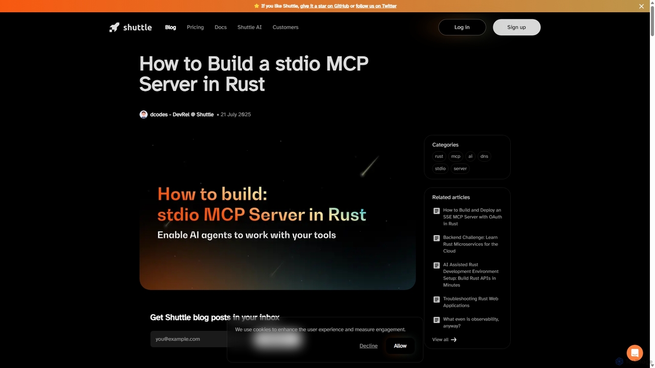 How to Build a stdio MCP Server in Rust | Shuttle for Shuttle