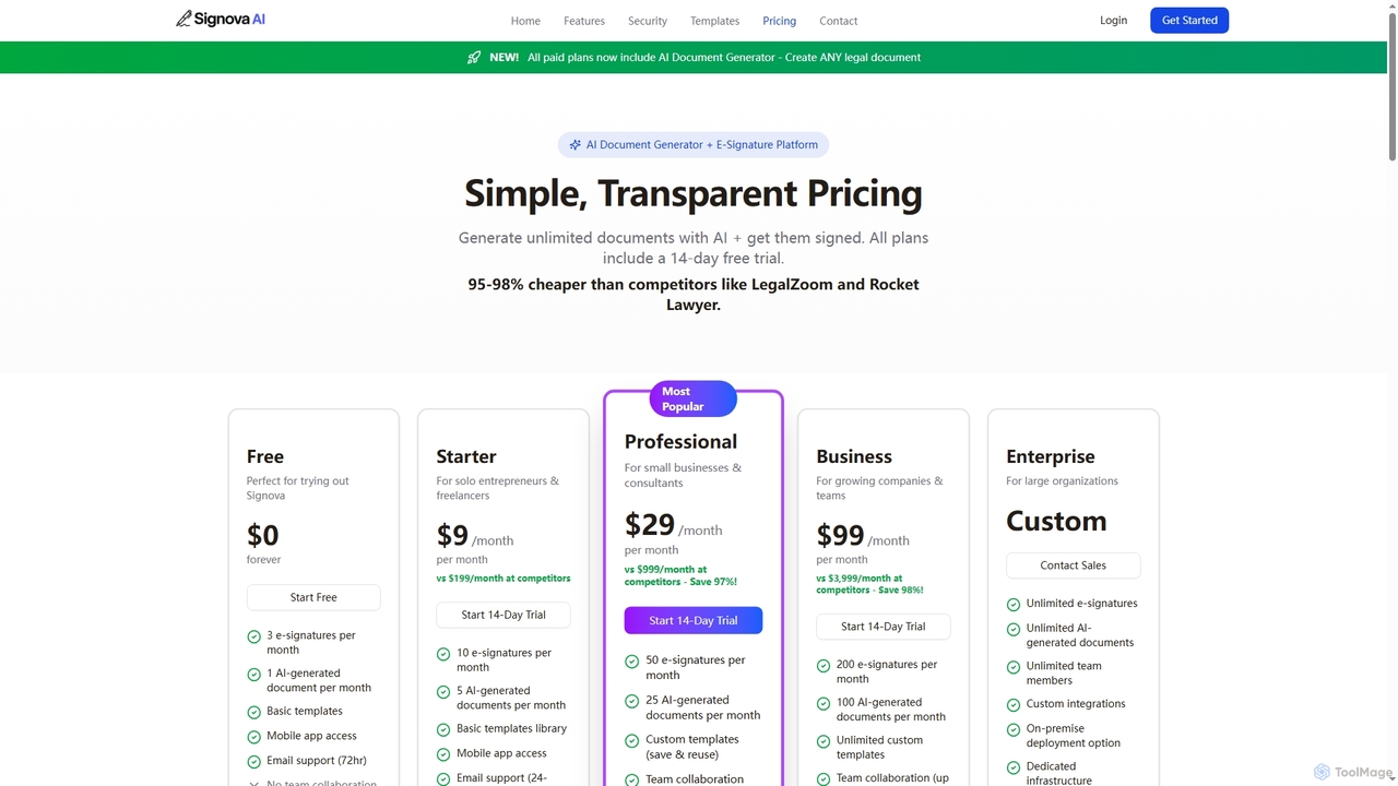 Signova AI - Smart Document Signing Platform | DocuSign Alternative for Signova