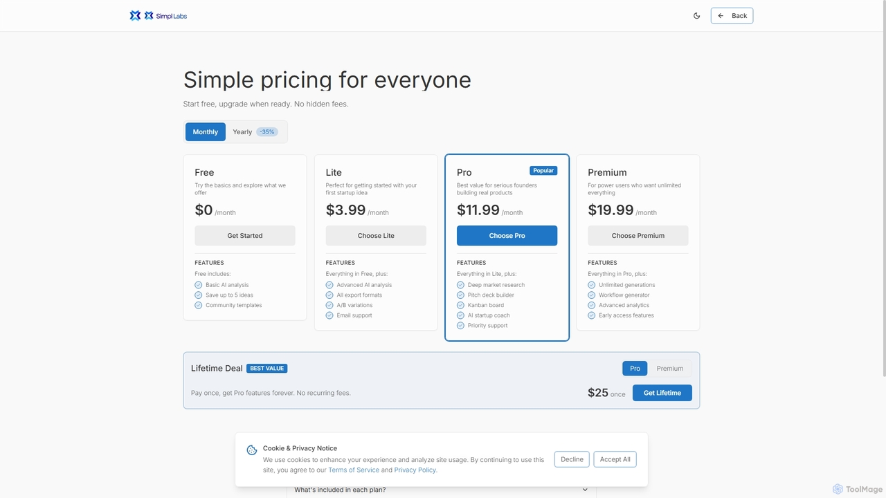 Simpl Labs - Generate and Optimize Startup Ideas for Simpl Labs