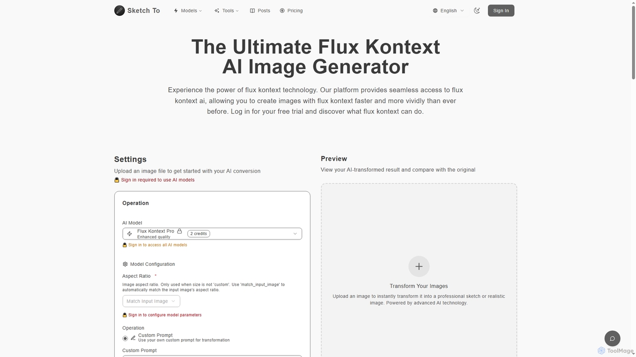 Flux Kontext AI Image Generator: Free Trial Online | Sketchto for Sketch To