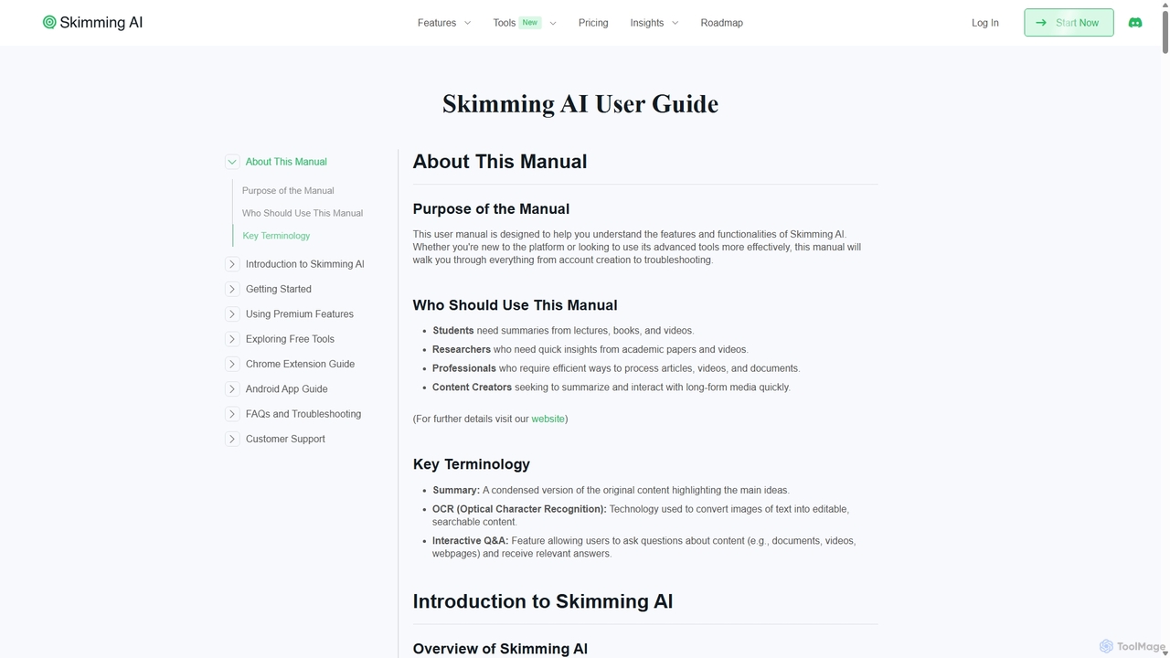 User Guide | Free Content Summarizer | Skimming AI for Skimming AI