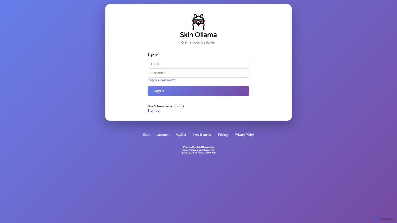 Sign in | Ollama model file builder | Skin Ollama for Skin Ollama
