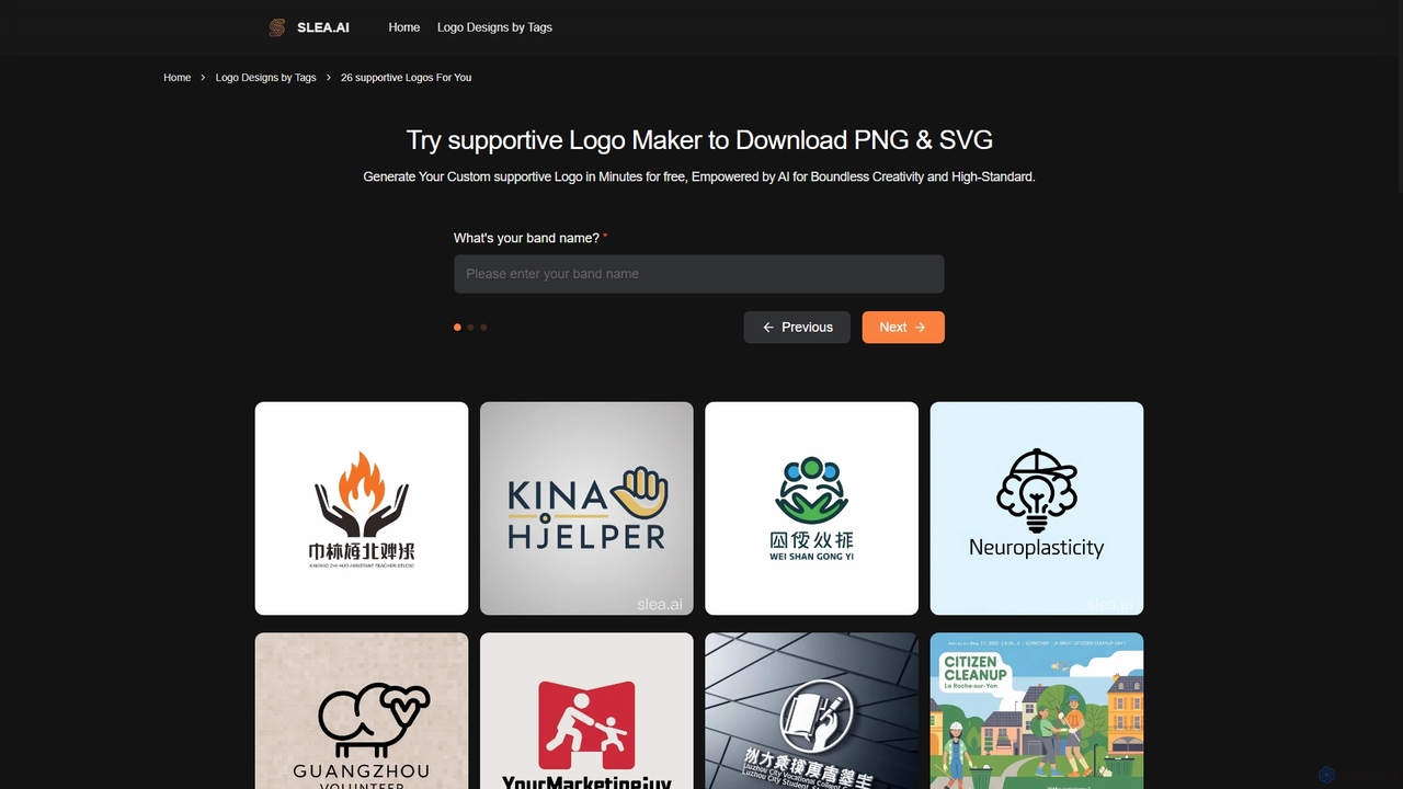 26 supportive Logos - Free Logo Maker for Slea.ai