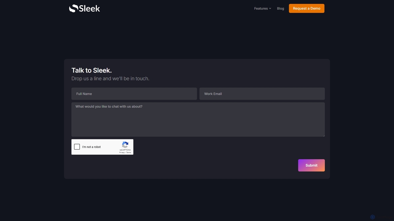 Request Demo Form for Sleek