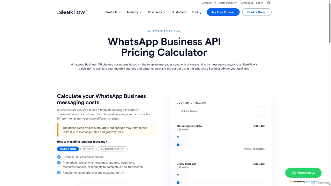 WhatsApp Pricing Calculator | SleekFlow for SleekFlow