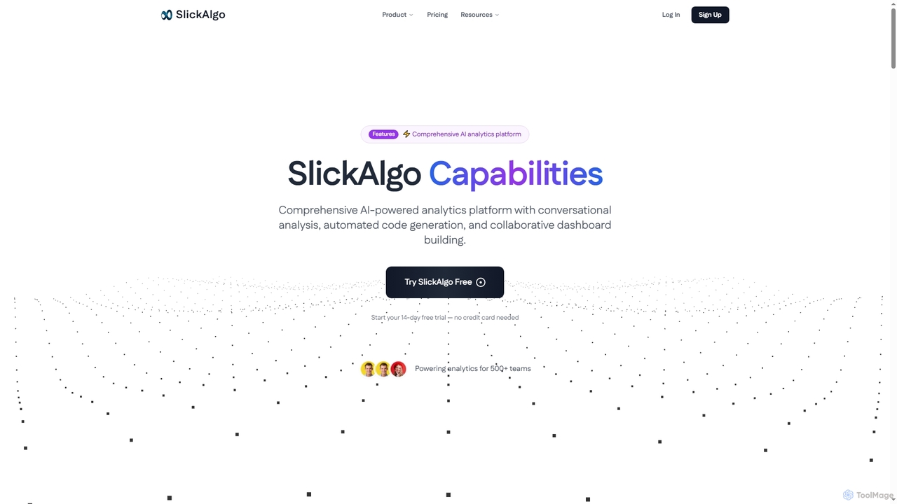 SlickAlgo Capabilities: AI Analytics & Dashboard Builder | SlickAlgo for SlickAlgo
