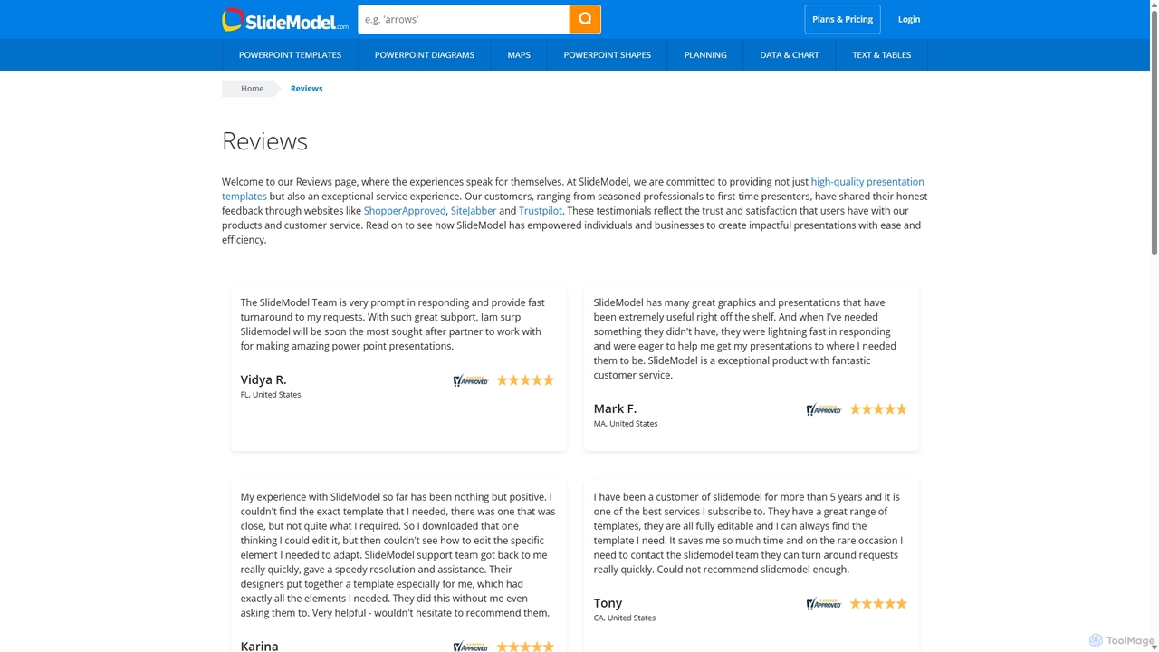 Customer Reviews for SlideModel (4.97 stars from 78 reviews) for SlideModel