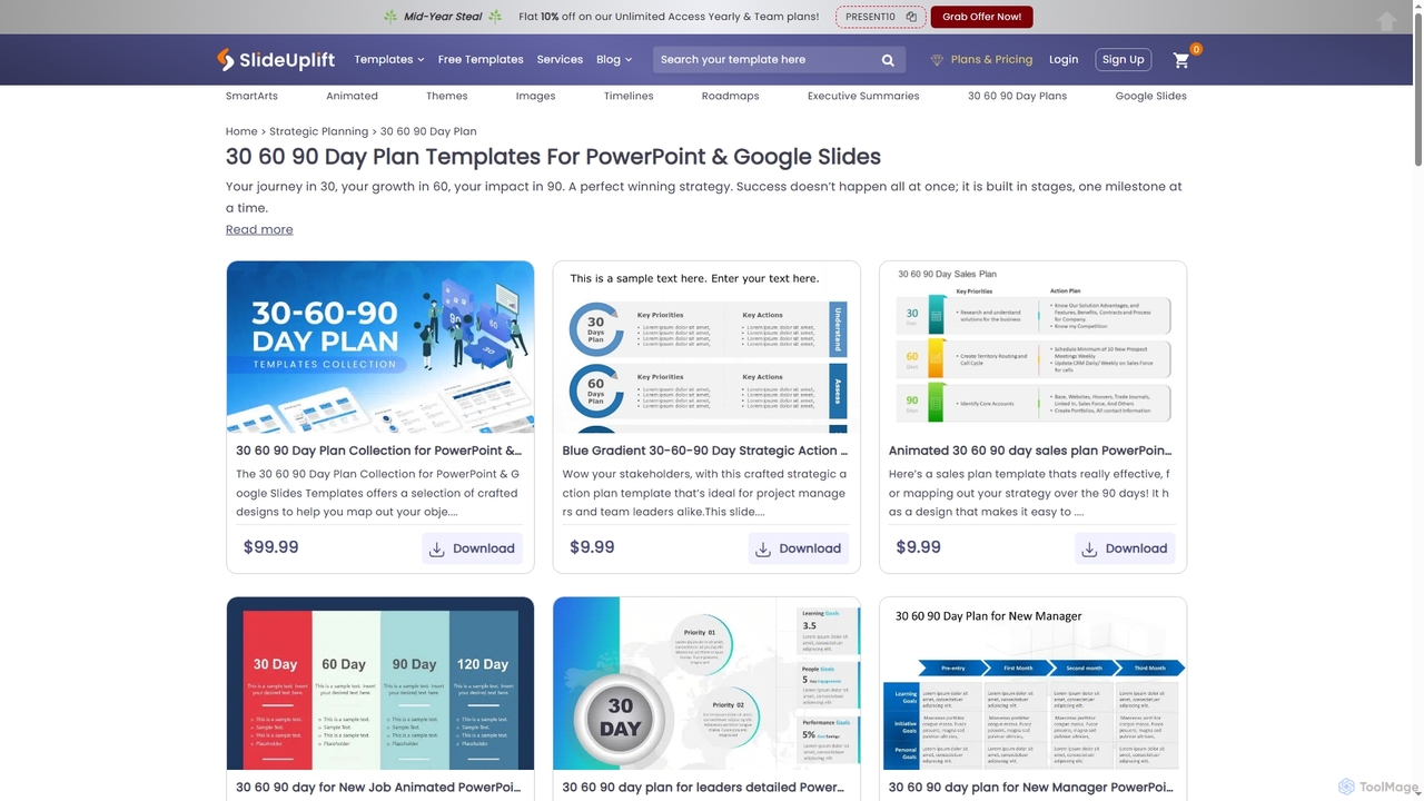 30 60 90 Day Plan PowerPoint and Google Slides Templates for SlideUpLift