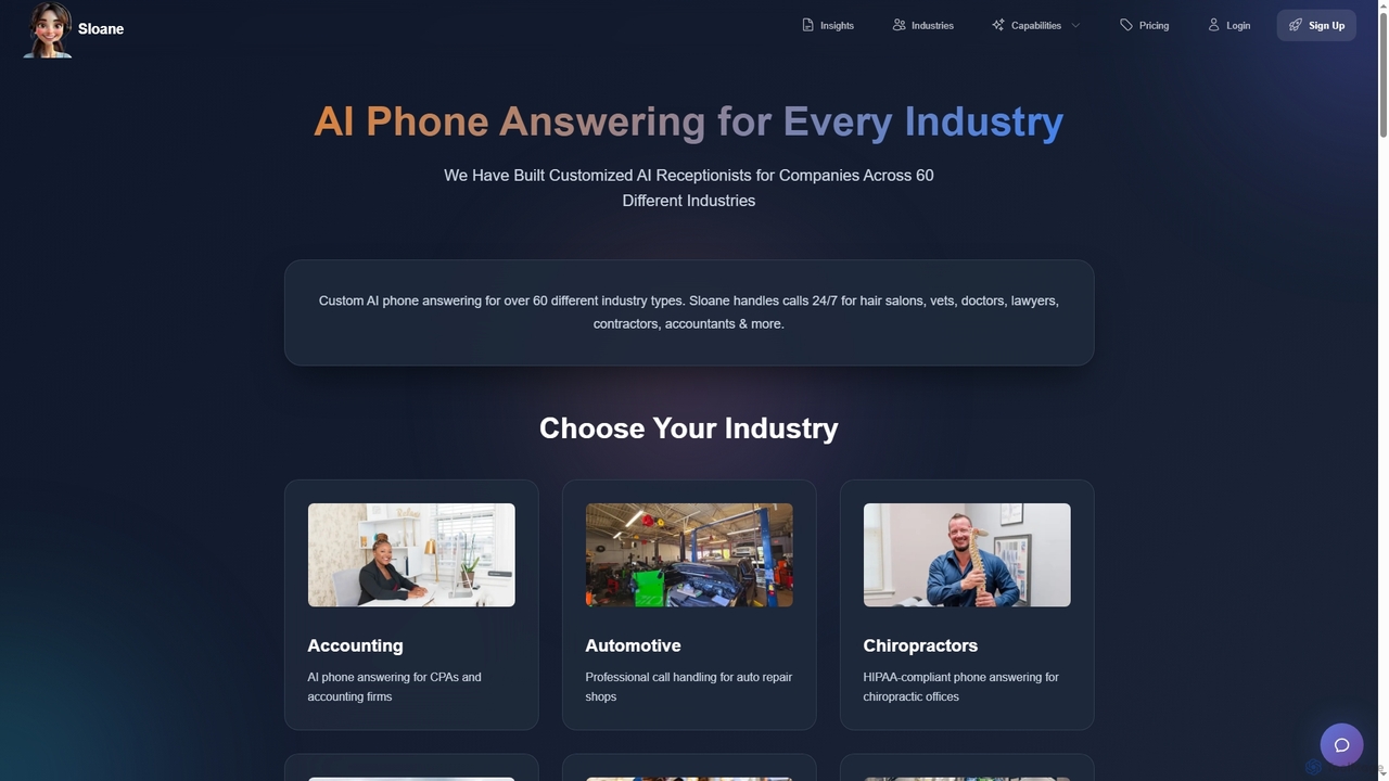 AI Phone Answering Services by Industry for Sloane