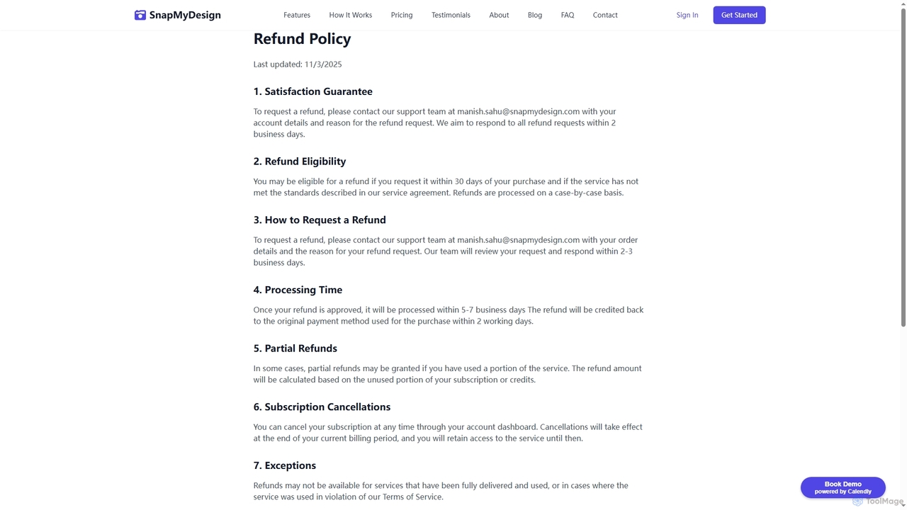 Refund Policy - SnapMyDesign AI Product Photography for SnapMyDesign