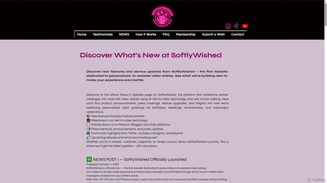 News & Updates | SoftlyWished — AI Text-to-Video Wishes for SoftlyWished