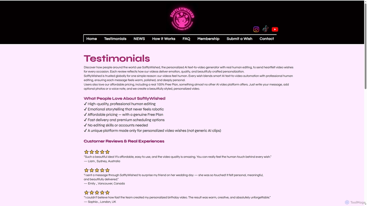 Testimonials — Real Reviews of SoftlyWished’s Personalized AI Video Wishes for SoftlyWished