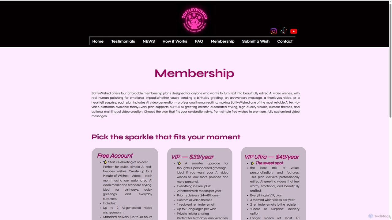 Membership Plans | SoftlyWished for SoftlyWished