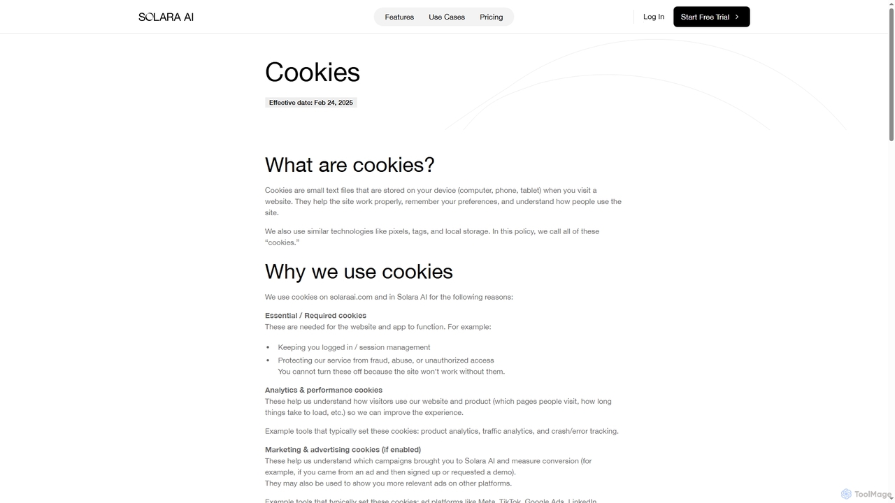 Cookies for Solara