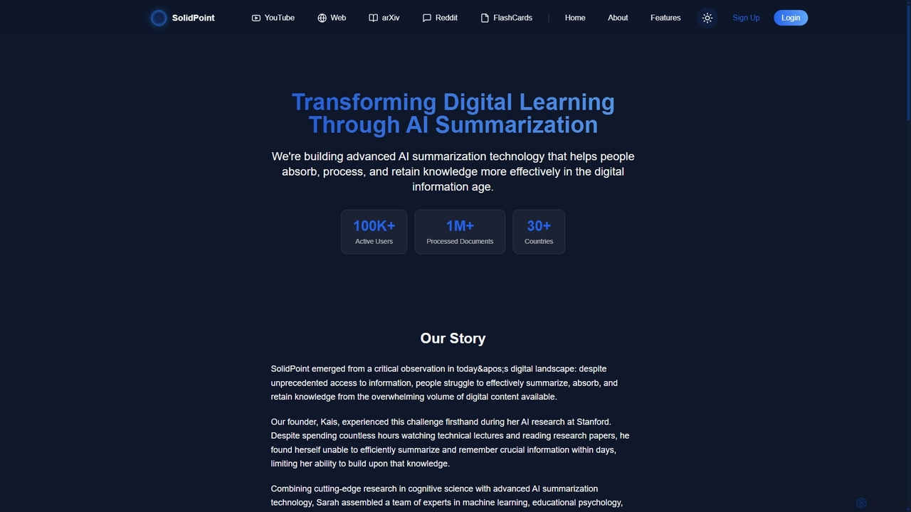 About Solidpoint - AI Summarization Platform for SolidPoint