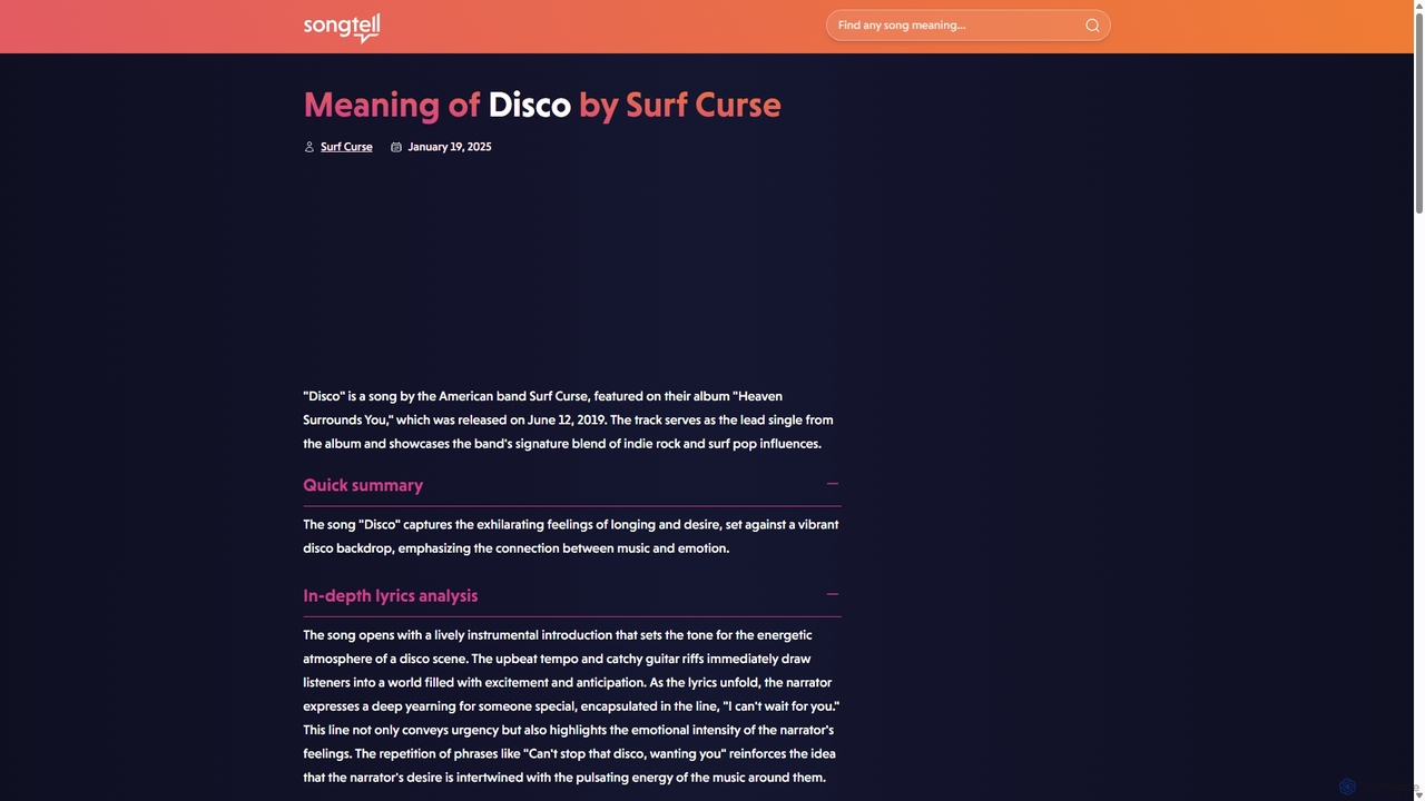 Meaning of Disco by Surf Curse for Songtell
