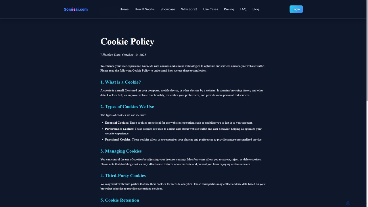Cookie Policy | Sora2 AI for Sora2 AI