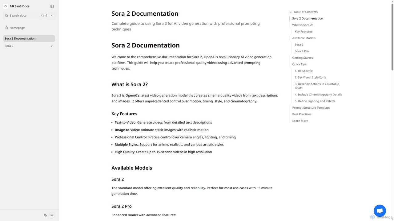 Sora 2 Documentation | Sora 2 - Physics-Accurate Video AI with Synchronized Audio by OpenAI for Sora2Video