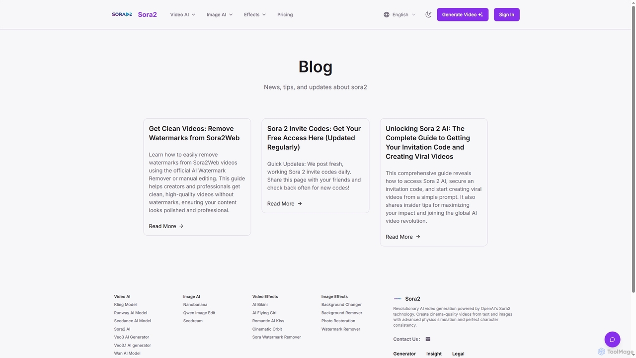 Blog for Sora2web