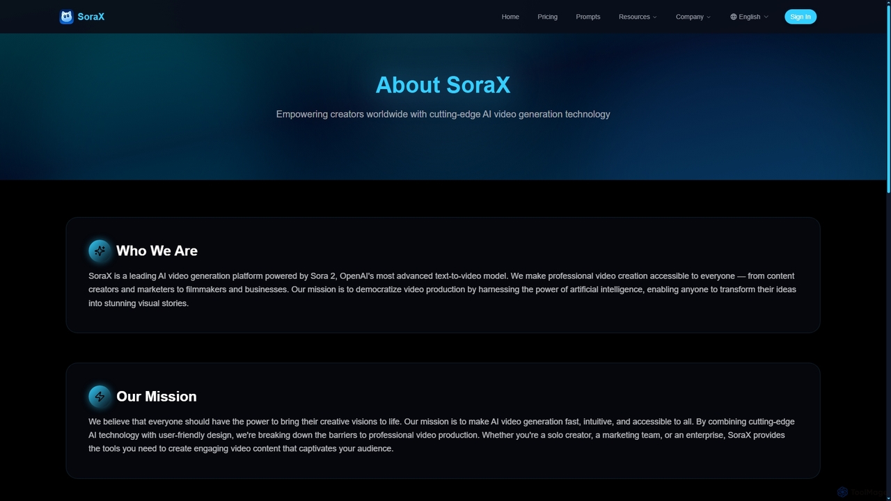 About SoraX - AI Video Generation Platform | SoraX for SoraX