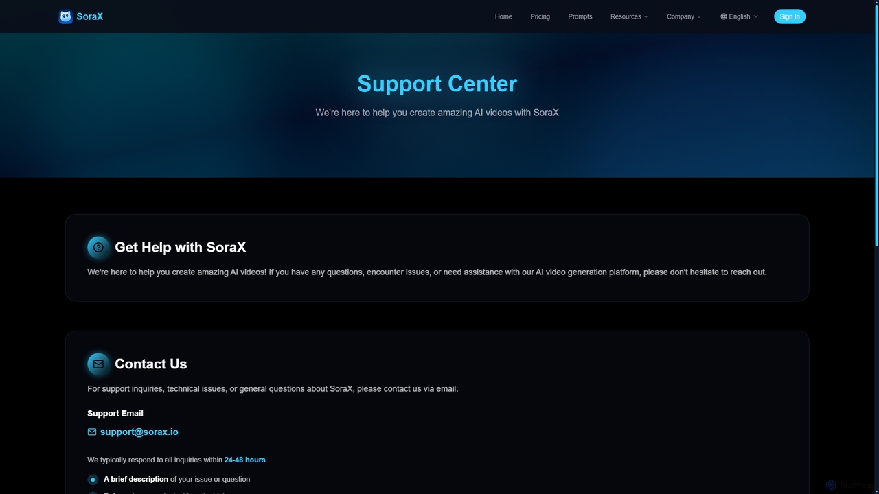 Support Center - Get Help with SoraX AI Video Generator | SoraX for SoraX