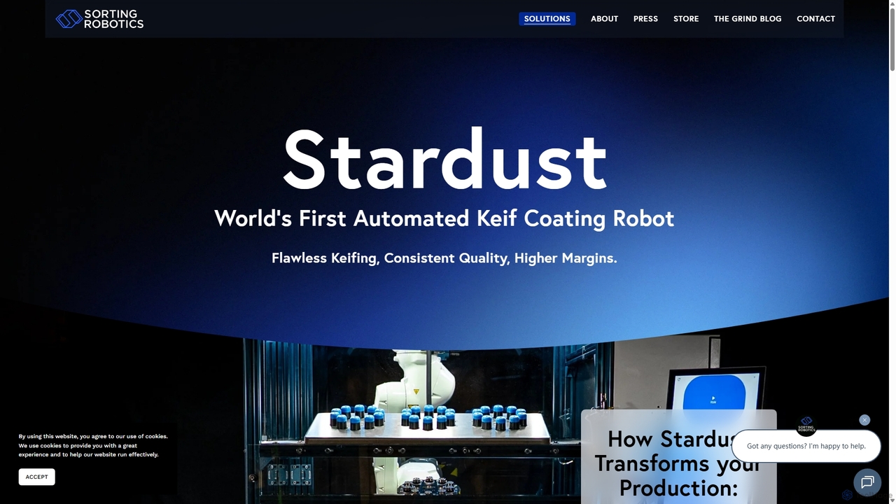 Stardust Kief Machine for Sale | Automated Kief-Coated Pre-Rolls for Sorting Robotics