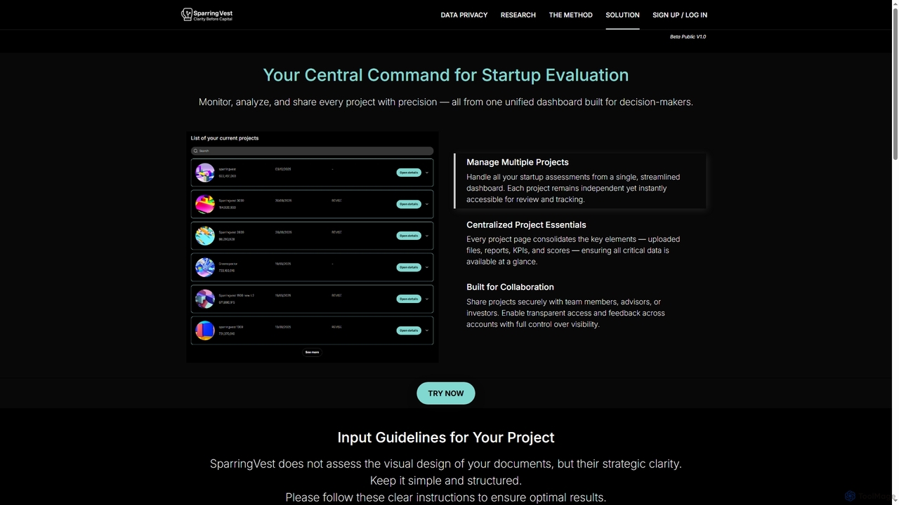 The Solution | Automated Startup Evaluation for Smart Decision-Making for SparringVest