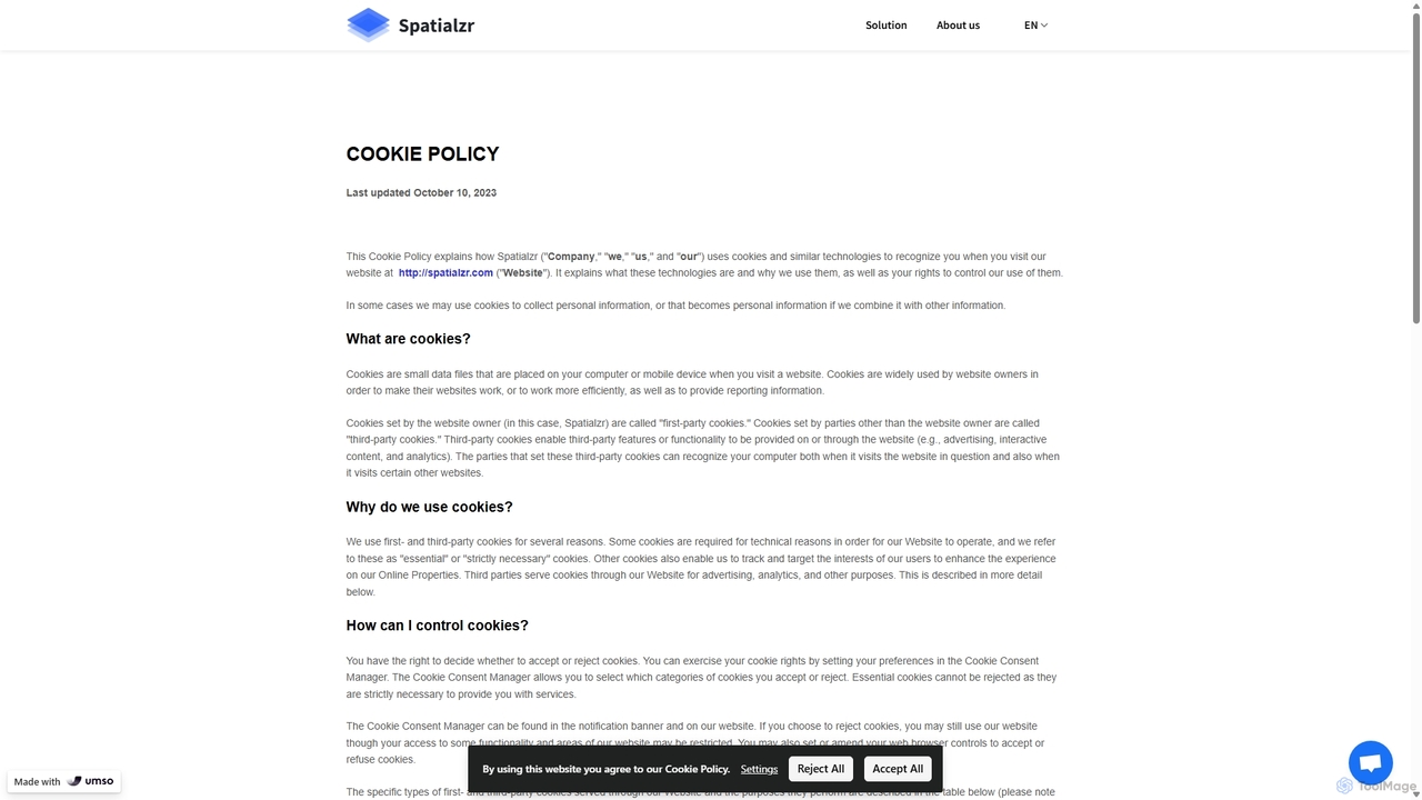 Cookie Policy for Spatialzr