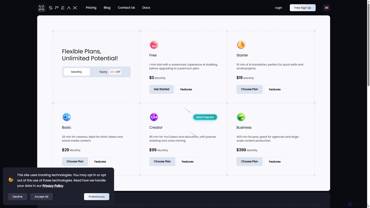 Pricing | Speax.ai for Speax