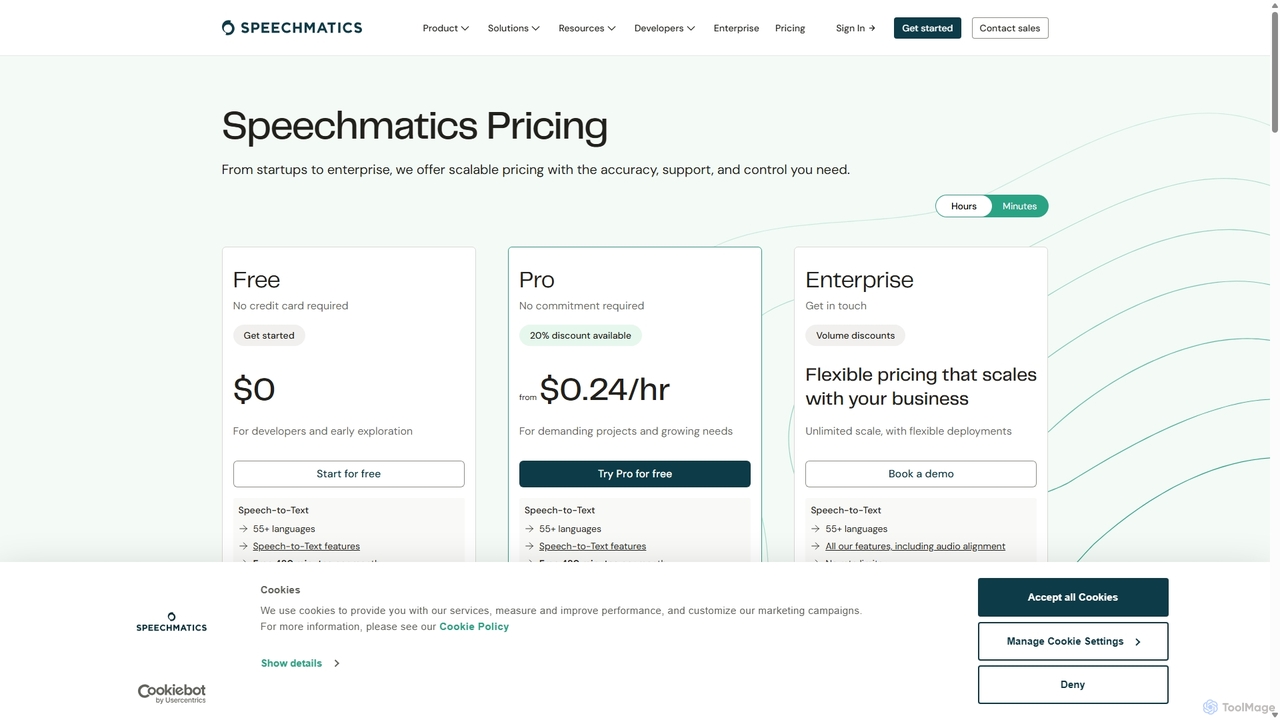 Pricing for our Speech Recognition API Services | Speechmatics for Speechmatics