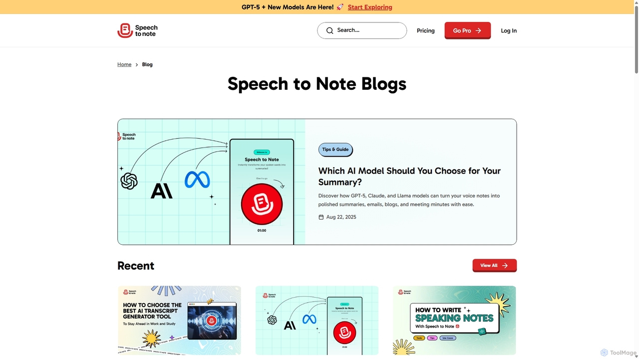 Speech To Note - Blog for SpeechtoNote